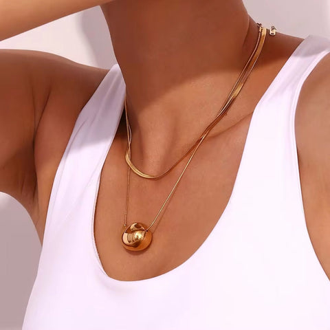 Drop Pendant Gold 18K Stainless Steel Chain Necklace Women Jewelry