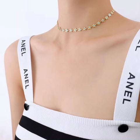 Custom Latest Designs 18K Gold Plated Stainless Steel Enamel Flower Bracelet Bangles Jewelry