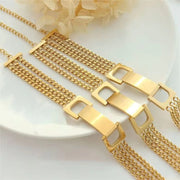 Fashion Bracelet Bangle 18 K Gold Plated Stainless Steel Jewelry Metal Clasp Cuban Bracelet for Girls