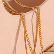 Double Layer Herringbone Necklace Engraved Sun Shell Necklace Waterproof Gold Plated Pendant Necklace