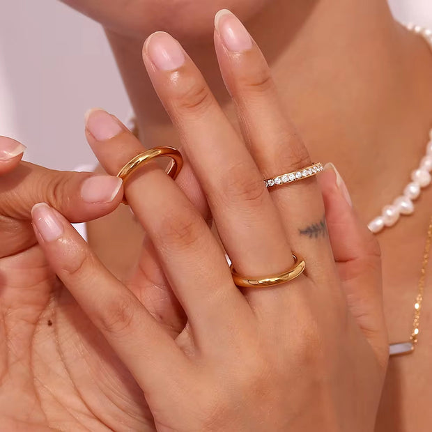 Non Tarnish Zircon Stacking Ring Set Waterproof Tarnish Free Jewelry Stainless Steel Signet Rings
