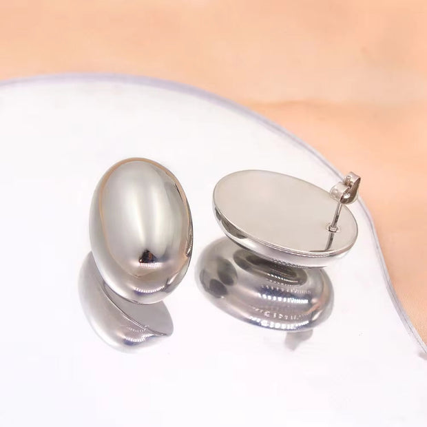 Hot Sales Hollow Oval Stainless Steel Stud Earrings Elegant Women'S Polished Gold Silver Color Ear Jewelry Low MOQ
