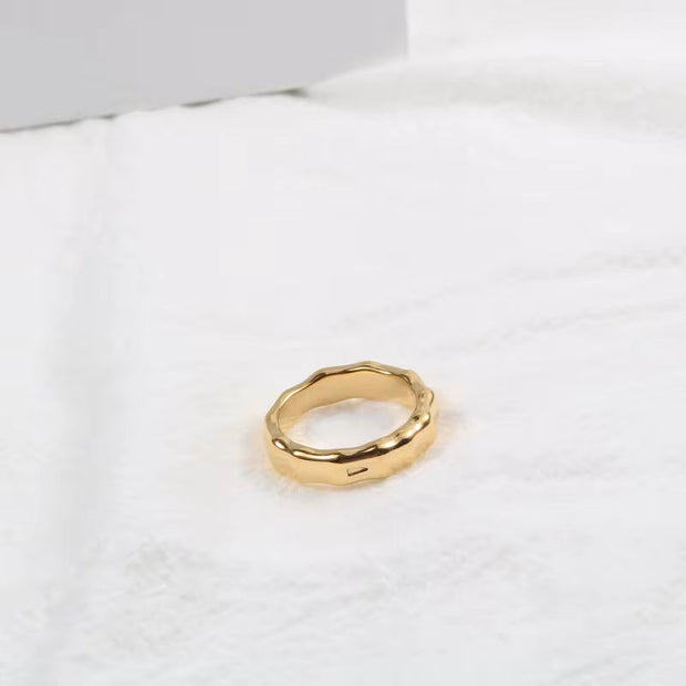 Ins Hot High End 18K Gold Plated Chunky Bamboo Rings Trendy Earrings Wholesale Stainless Steel Jewelry