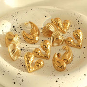 JEWELRY EH EH177-9 High Quality Wholesale Custom Cheap French Fashion Pleated Textured Heart Drop Earrings