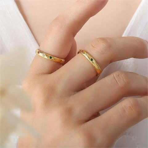 Custom Hip Hop Fashion Jewelry Red Cubic Zircon Rings Gold Silver Plated 316L Stainless Steel for Women Bague CLASSIC