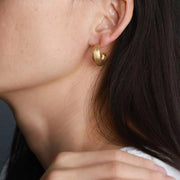 JEWELRY EH03 Factory Supply Hong Kong Style Simple Earrings Unique Striped C-Ring Earrings