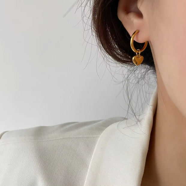 Non Tarnish Stainless Steel CZ Diamond Rectangle Hoop Earrings Waterproof Flower Waterdrop Whale Dangle Earrings