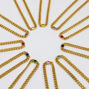 Exquisite Stainless Steel 18K PVD Gold Plated Emerald Gemstone Birthstone Pendant Cubic Zircon Choker Necklace Jewelry