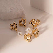 Design Lava Heart Pearl Stud Earring Ring 18K Stainless Steel Gold Plated Love Designed Drop Earring for Women