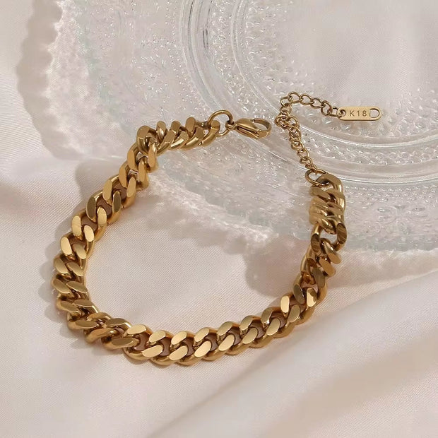 Non Tarnish Gold Plated 316L Stainless Steel Anklets for Women Cuban Link Anklet Bracelets 18K Gold Jewelry