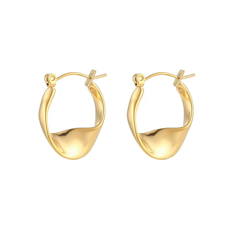 Irregular Hoop Earring 18K Gold Plated Stainless Steel Tarnish Free Wholesale Designer Inspired Earrings