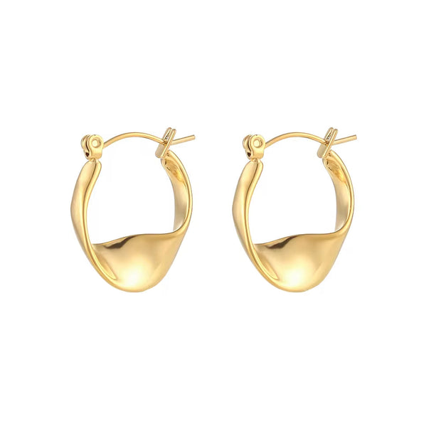 Irregular Hoop Earring 18K Gold Plated Stainless Steel Tarnish Free Wholesale Designer Inspired Earrings