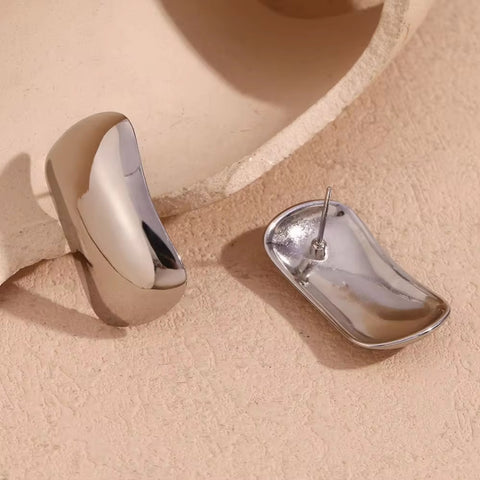 Minimalist Jewelry Rectangle Stud Earrings 18K Gold Plated Stainless Steel Statement Earrings