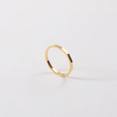 High End 18K Gold Plated Tungsten Stainless Steel Tangent Plane Dainty Rings for Women Finger Ring Non Tarnish