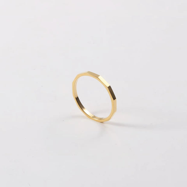 High End 18K Gold Plated Tungsten Stainless Steel Tangent Plane Dainty Rings for Women Finger Ring Non Tarnish