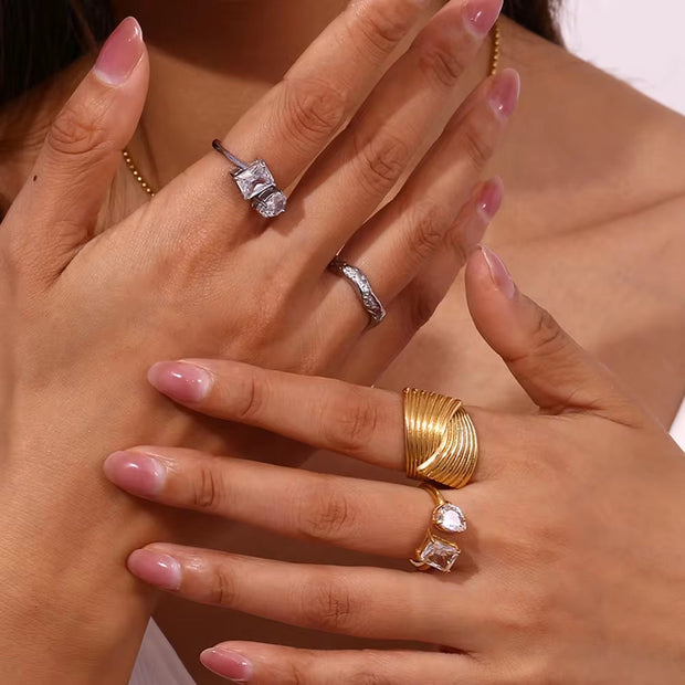 Engraved Cross Signet Ring Gold Plated Statement Jewelry Valentine Jewelry Stainless Steel Rings