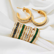 New Ins Designs Minimalist C Shape 18K Gold Plated Zircon Stainless Steel Stud Earrings for Women Jewelry