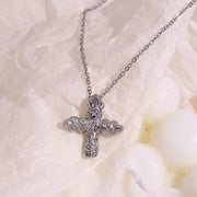Hammered Cross Necklace 18K Gold Plated Jewelry Waterproof 316L Stainless Steel Titanium Jewelry