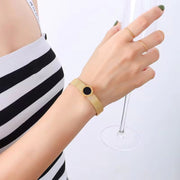 Newest Design Stainless Steel Watch Band Strap Wide Stainless Steel 18K Gold Numerals Wristband Bracelet