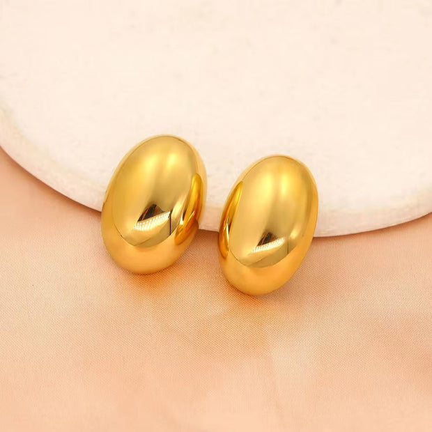 Hot Sales Hollow Oval Stainless Steel Stud Earrings Elegant Women'S Polished Gold Silver Color Ear Jewelry Low MOQ