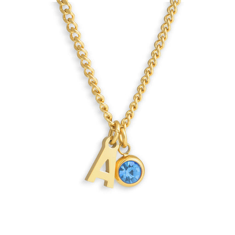 Custom/Personalized Initial Pendant Necklace w/ Birthstone
