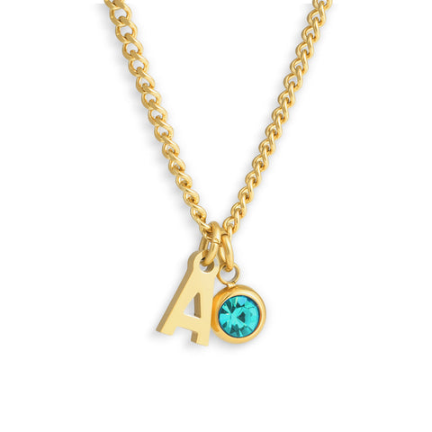 Custom/Personalized Initial Pendant Necklace w/ Birthstone