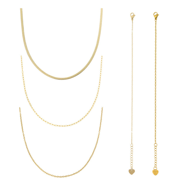 Fine Lines Bundle: 5 Piece Necklace and Bracelet Bundle