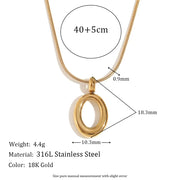 Minimalist Snake Chain O Shape Pendant Necklace Gold Plated Jewelry Stainless Steel Necklace