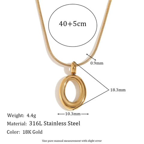 Minimalist Snake Chain O Shape Pendant Necklace Gold Plated Jewelry Stainless Steel Necklace