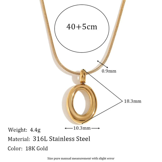 Minimalist Snake Chain O Shape Pendant Necklace Gold Plated Jewelry Stainless Steel Necklace