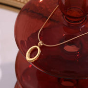Minimalist Snake Chain O Shape Pendant Necklace Gold Plated Jewelry Stainless Steel Necklace