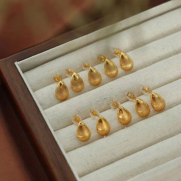 JEWELRY EH20 Factory Hot Sale Vintage Shell Striped Earrings Versatile Stud Earrings