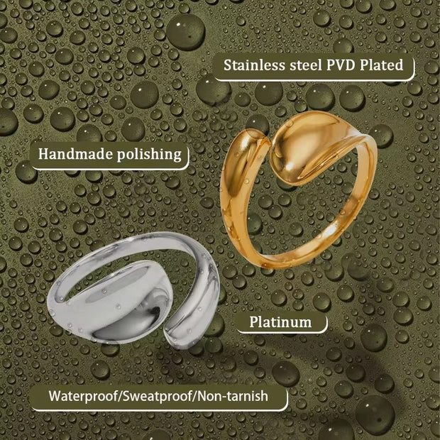 New 2024 Unique Stylish Glossy Surface Ring Casual Geometry Irregular Stainless Steel Rings for Girls