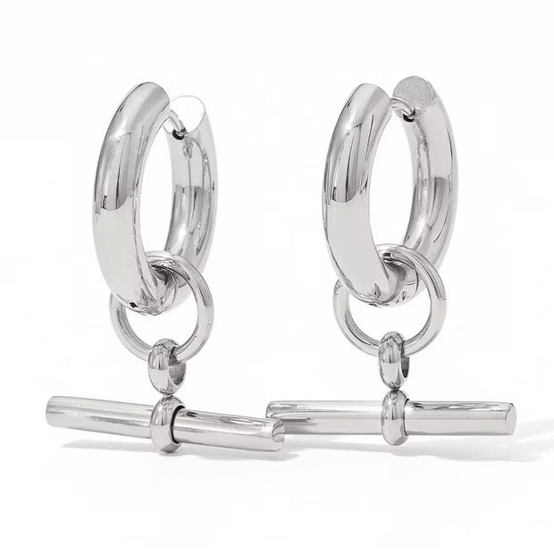 Fashion 18K Gold-Plated Stainless Steel T-Bar Pendant Earrings Women'S Fashion Earing Accessories Jewelry Making