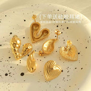 JEWELRY EH EH177-9 High Quality Wholesale Custom Cheap French Fashion Pleated Textured Heart Drop Earrings