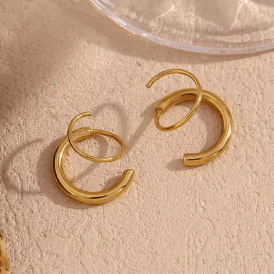 Minimalist Earrings Winding Gold Plated Stud Earrings for Women Waterproof Stainless Steel Jewelry