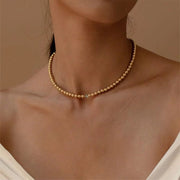 Minimalist 4Mm Beads Charm Necklace Tarnish Free Bead Chain Bracelet Necklace Jewelry Set for Women