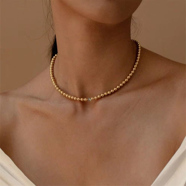 Minimalist 4Mm Beads Charm Necklace Tarnish Free Bead Chain Bracelet Necklace Jewelry Set for Women