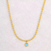 Delicate Stainless Steel Colorful Oval Bead Chain Jade Bead Pendant Necklace Vintage Stone Choker Gift for Lovers