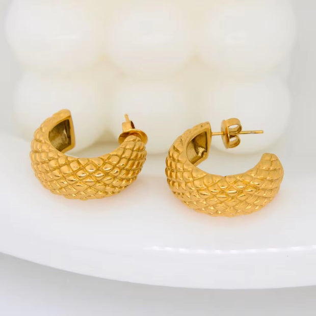 Hawaiian Style Pineapple Ananas Jackfruit Summer Fruit Shape Stainless Steel Stud Earrings Waterproof