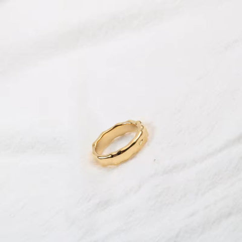 Ins Hot High End 18K Gold Plated Chunky Bamboo Rings Trendy Earrings Wholesale Stainless Steel Jewelry