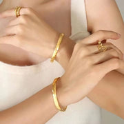 European and American Simple Stainless Steel 18K Gold Plated Jewelry Women Men'S Bracelet