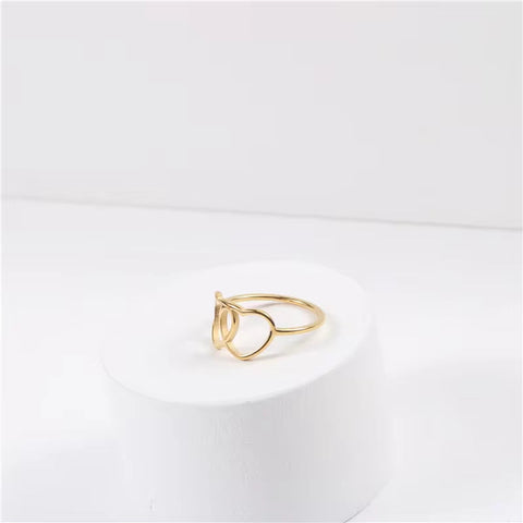 High End 18K PVD Gold Plated Double Heart Rings Stainless Steel Jewelry Women Gift
