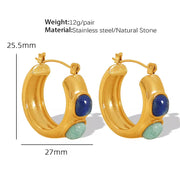 JEWELRY EH152 High Quality Wholesale Custom Cheap Vintage Square Stone Set Natural Stone Earrings