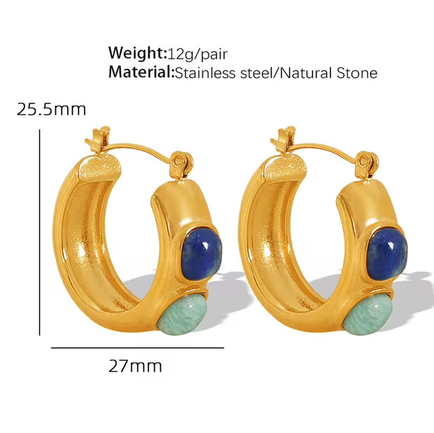 JEWELRY EH152 High Quality Wholesale Custom Cheap Vintage Square Stone Set Natural Stone Earrings