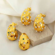 JEWELRY Customize Large Drop Earrings Niche High Design Inlaid Rhinestone Glue Bead Earrings Exaggerated Earrings