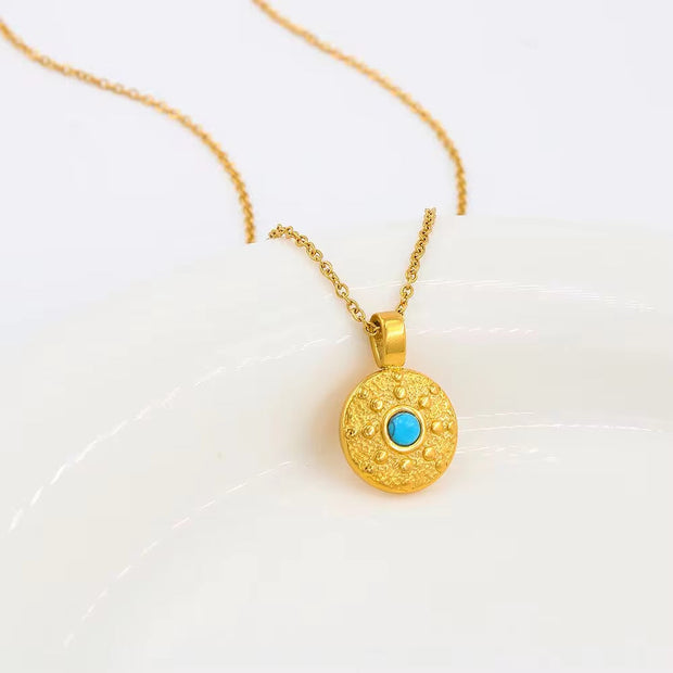 Natural Stone Necklace 18K Gold Color Stainless Steel Chain Suitable for Women Waterproof Material Fashion Oval Jewelry