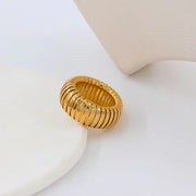 Hip Hop Jewelry 18K Gold Plated Belt Band Finger Chunky Ring 12MM Stainless Steel Watch Strap Band Finger Ring for Men
