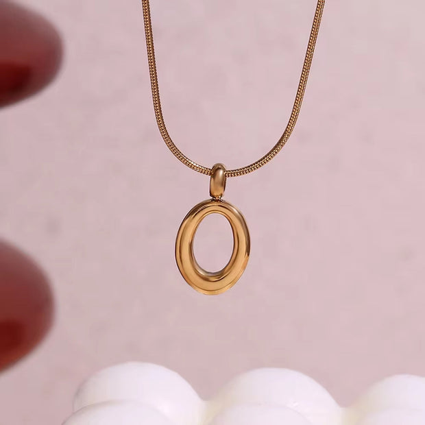 Minimalist Snake Chain O Shape Pendant Necklace Gold Plated Jewelry Stainless Steel Necklace
