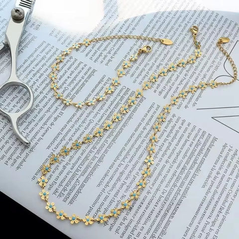 Custom Latest Designs 18K Gold Plated Stainless Steel Enamel Flower Bracelet Bangles Jewelry